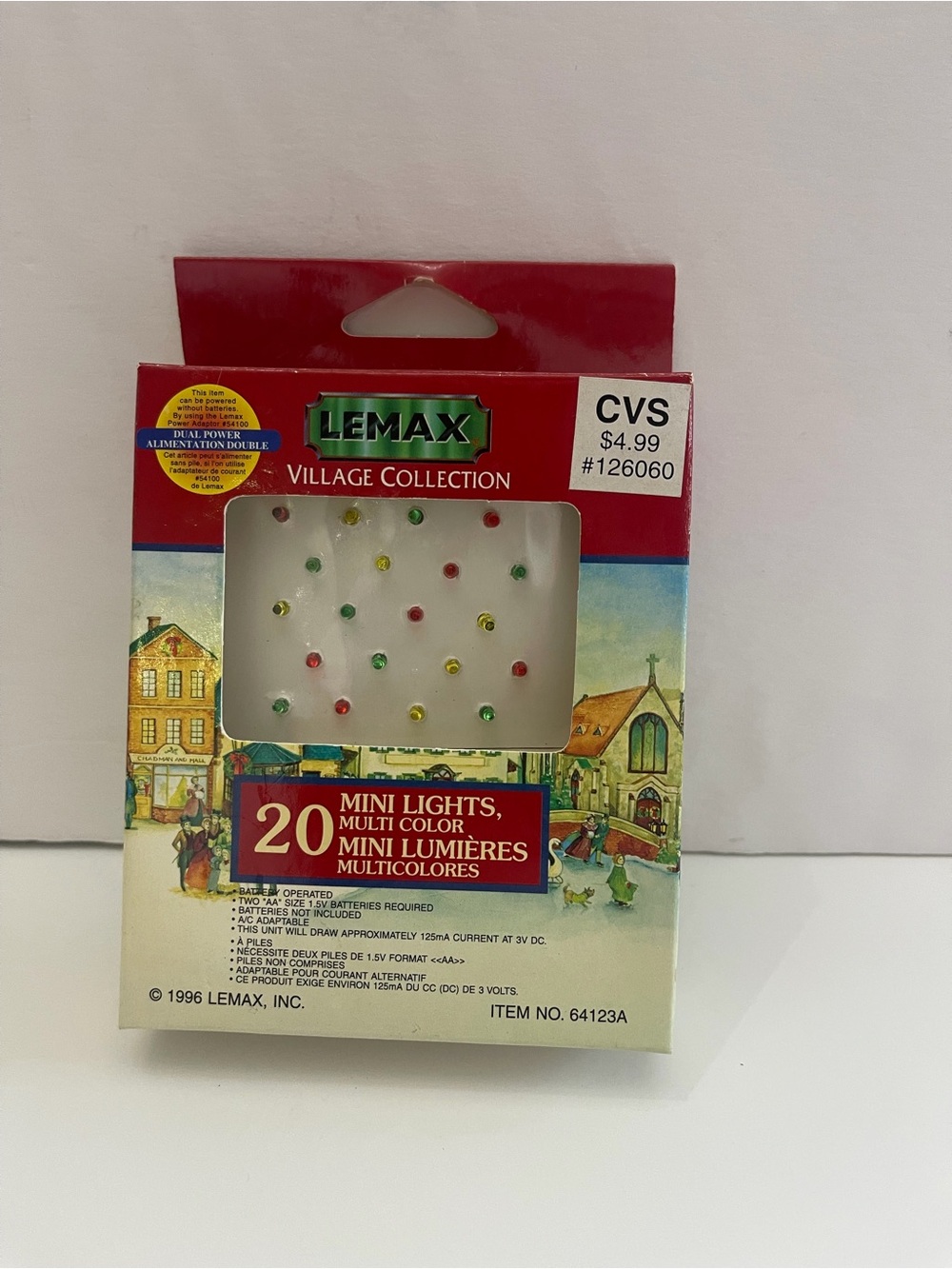 NOS Lemax 20 Mini Lights Clear Color Lighted Christmas Village Accessory -64123A